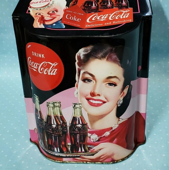 VTG 1999 Nice Coca Cola Tin Slant Lid Pretty Lady - Picture 1 of 8